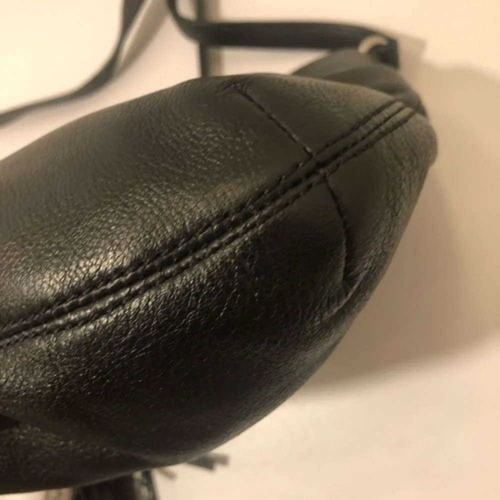 Michael kors black leather tassel crossbody bag